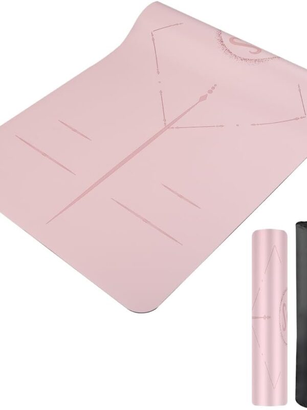 Natural Rubber Yoga Mat - Non Slip Non Toxic - 72’'x26.8''x5mm - Hot Yoga, Pilates, Floor Workout - For Women and Men - with Carrying Bag