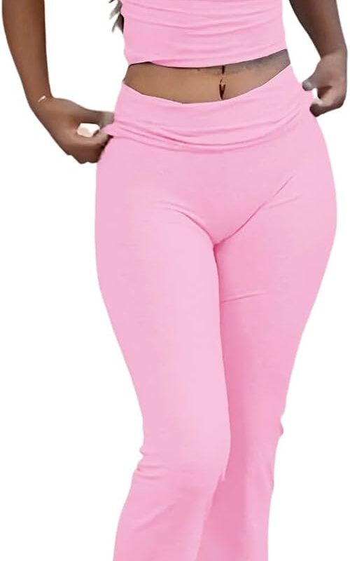 Women 2 Piece Lounge Outfits Slim Short Sleeve Tops Low Rise Flare Leggings Sets Yoga Sweatsuit