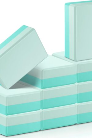 10 Pcs Yoga Blocks Bulk Eva Foam Exercise Yoga Brick Soft Non Slip Surface Foam Blocks High Density Yoga Accessories for Workout Stability Balance Deepen Stretches Pilates 9''x6''x3''(Green)