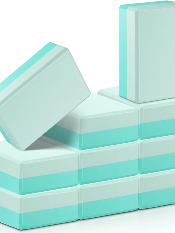 10 Pcs Yoga Blocks Bulk Eva Foam Exercise Yoga Brick Soft Non Slip Surface Foam Blocks High Density Yoga Accessories for Workout Stability Balance Deepen Stretches Pilates 9''x6''x3''(Green)