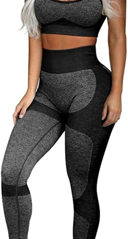 Women’s Workout Sets 2 Piece - Seamless Yoga Leggings and Cross-Strap Sports Bra Gym Outfits Activewear Matching Set