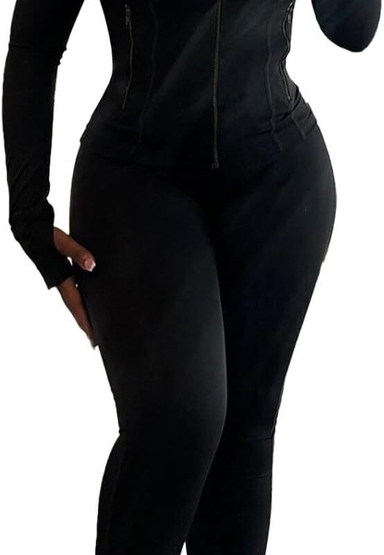 Women Two Piece Outfits Fall Workout Zip Up Sweatshirt And Jogger Flare Yoga Pants Gym Sweat Suits 2 Piece Set