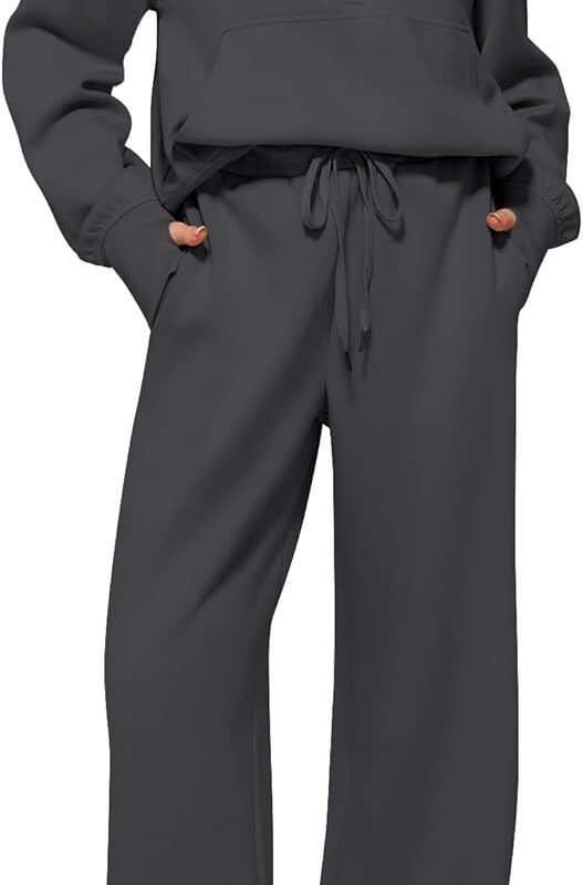 Women 2-piece lounge set half zip sweatshirt wide leg sweatpants sweatsuit tracksuit