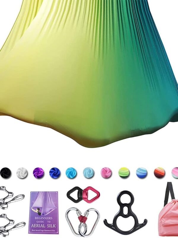 Yoga Swing Set - 10M Aerial Silks Kit for Home Silk Swing for Gymnastics  Aerial Yoga Hammock Starter Kit with Hardware