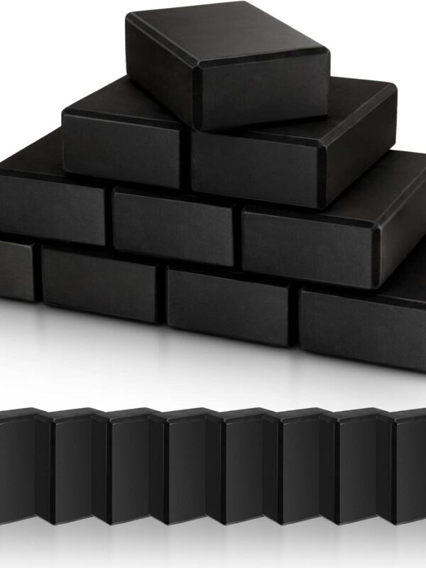 10 Pcs Foam Eva Yoga Blocks Non Slip Lightweight Bricks Yoga Bulk Supportive Blocks Prop Accessories for Pilates Stretching and Meditation Women Men Yogi Beginners, Black
