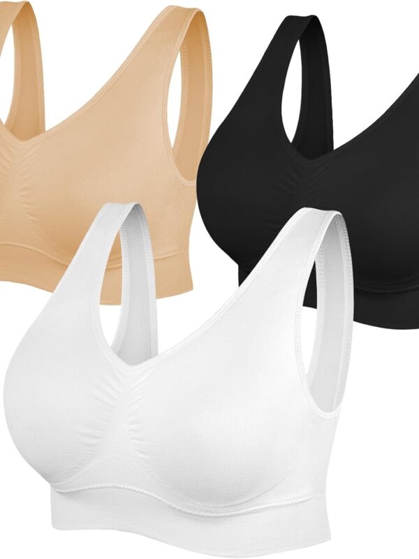 Women Sports Bras, Yoga Comfort Seamless Stretchy Sports Bra for Women 3 Pack