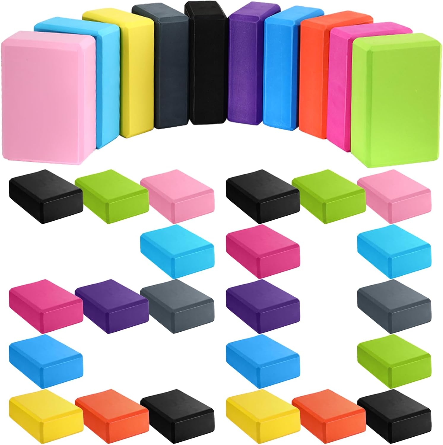 20 Pcs Foam EVA Yoga Blocks Lightweight Yoga Bricks Non Slip Supportive Foam Blocks Yoga Prop Accessories for Yoga, Pilates, Stretching and Meditation, Women Men Yogi Yoga Beginners
