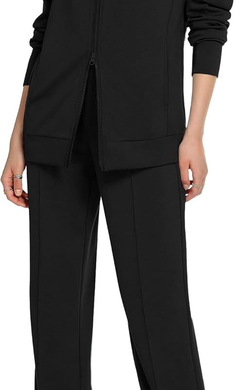 Women 2-piece sweatsuit set long sleeve double zipper sweatshirt track pants set