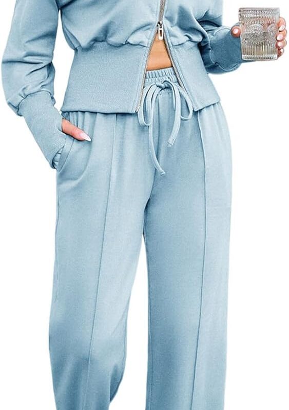 Women 2-piece casual hoodie sweatsuit set travel airport tracksuit lounge outfit