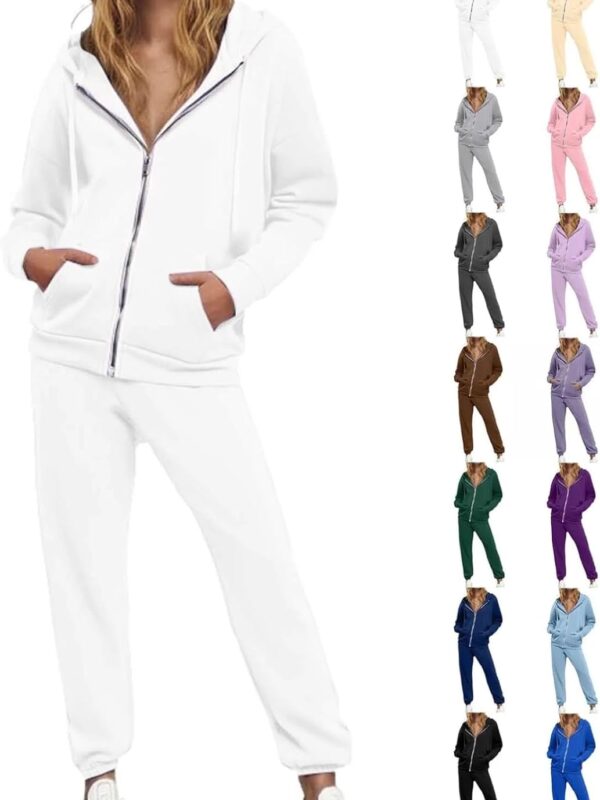 Women sweatsuit 2-piece set tracksuit trendy long sleeve zip sweatshirt sweatpants set
