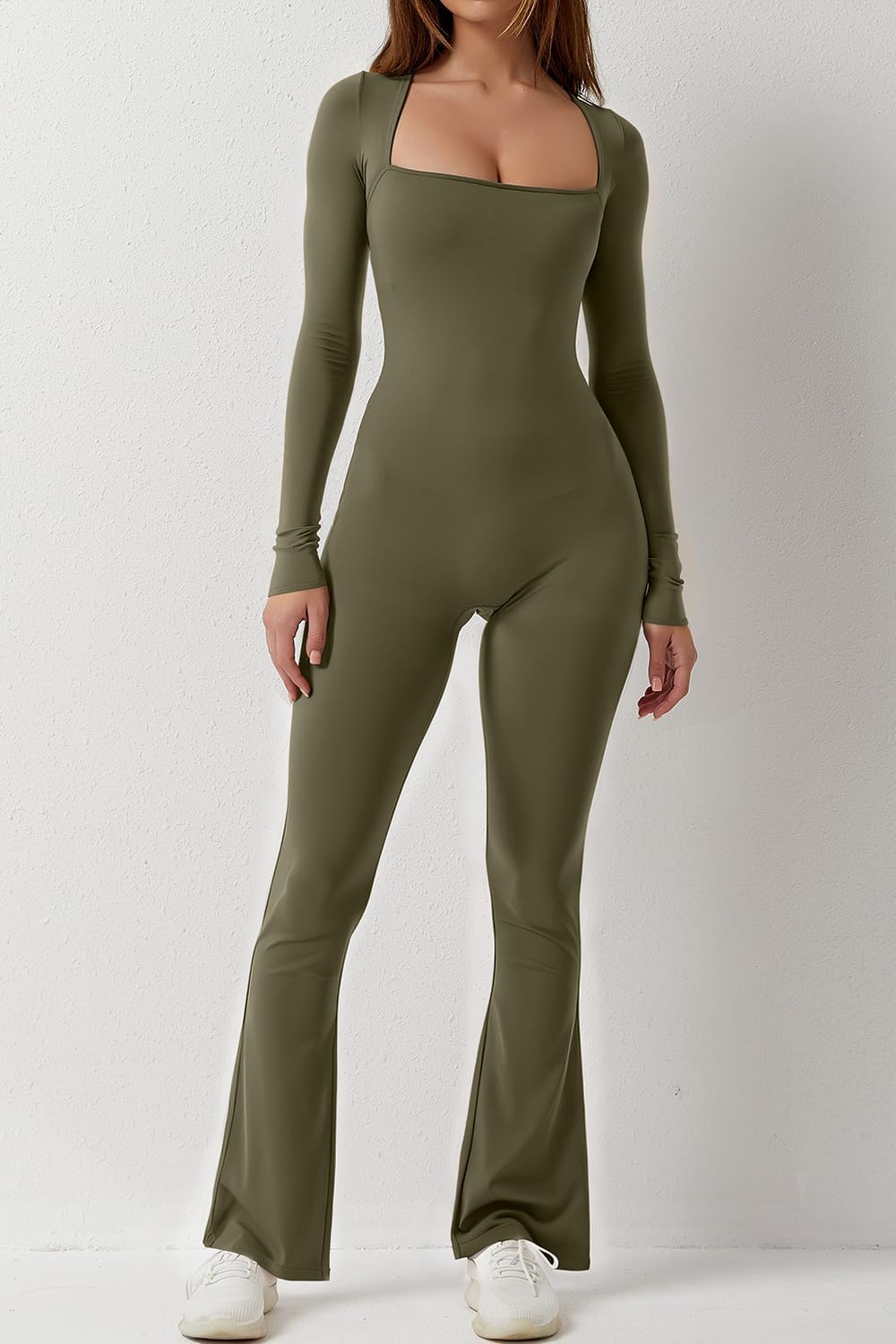 Jumpsuits for Women Square Neck Wide Leg Full Length Romper Playsuit - Image 2