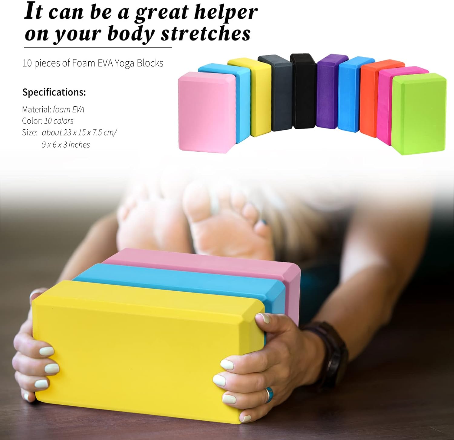 20 Pcs Foam EVA Yoga Blocks Lightweight Yoga Bricks Non Slip Supportive Foam Blocks Yoga Prop Accessories for Yoga, Pilates, Stretching and Meditation, Women Men Yogi Yoga Beginners - Image 2