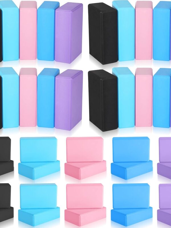 30 Pcs Yoga Blocks Bulk Eva Foam Block Pack, 9 x 6 x 3 Inch Exercise Brick Foam High Density Soft Non Slip Yoga Accessories for Exercise Pilates General Fitness and Workouts, Multicolor