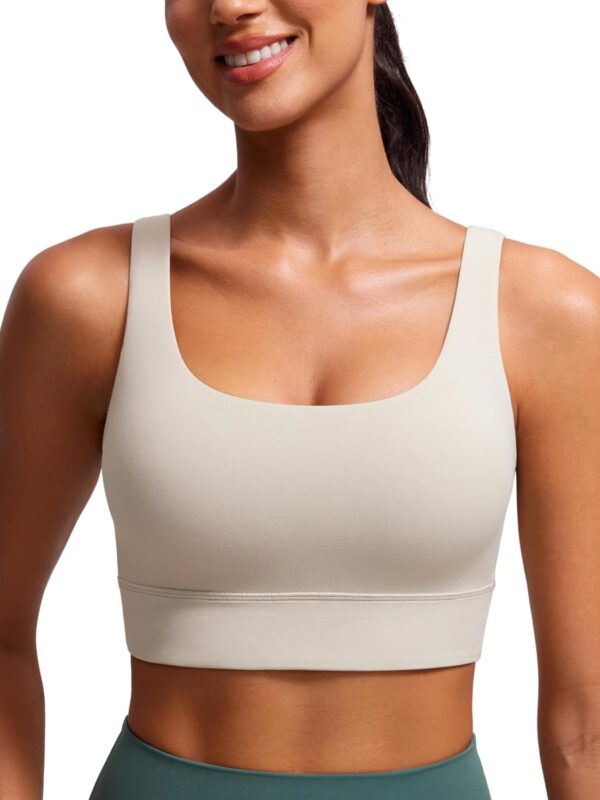 Women U Back Sports Bra - Scoop Neck Padded Low Impact Yoga Clothes Workout Crop Top with Built in Pads