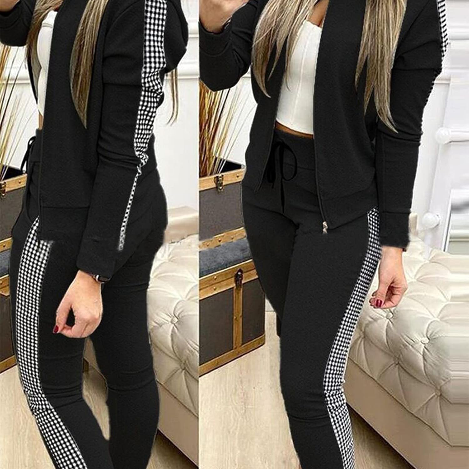 Women 2-piece tracksuit hoodie sweatshirt and jogger pants set - Image 2