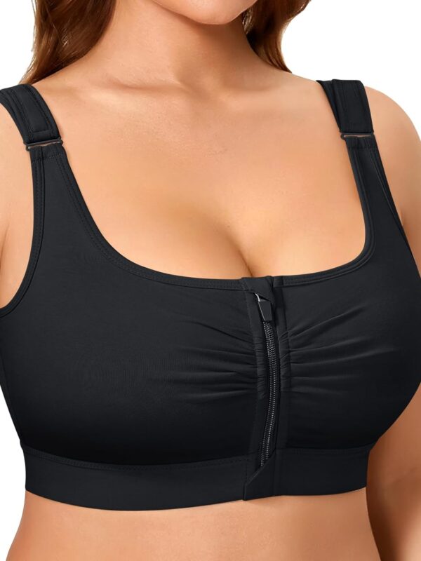 Wireless Zip Front Closure Bras for Women No Underwire Full Coverage Comfort Everyday Post Surgery Compression Bra