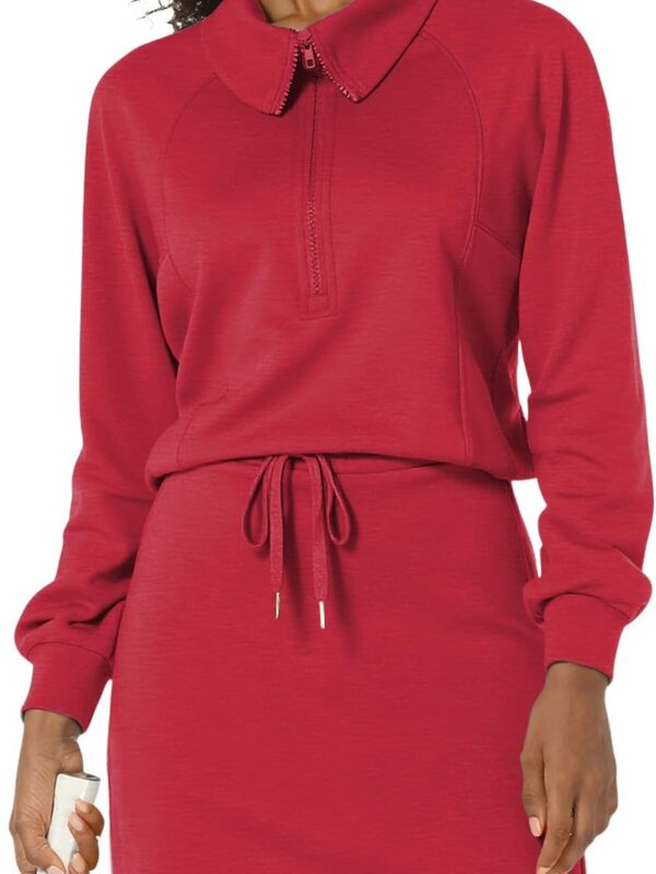 Women 2-piece skirt set athletic tennis skort tracksuit half zip long sleeve sweatshirt outfit