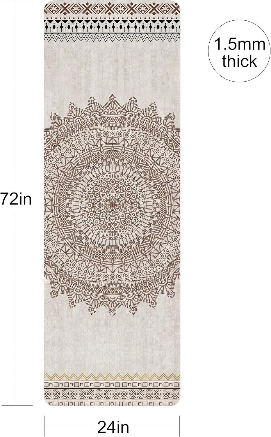 Printed Travel Yoga Mat-1/16 Inch Thick Non Slip Fitness Workout Mat with Carrying Bag, Foldable Lightweight Suede & Natural Rubber Yoga Mat for Yoga Pilates and Fitness 72" L x 24" W x 1.5mm - Image 2