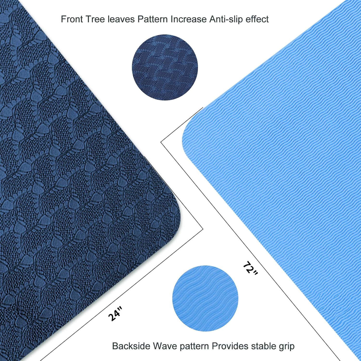 Yoga Mat 1/3 inch Exercise Mats 8mm TPE Non-Slip Extra Thick High-Density Eco Friendly for Yoga Workout Pilates Yoga Mats for Women Men - Image 2