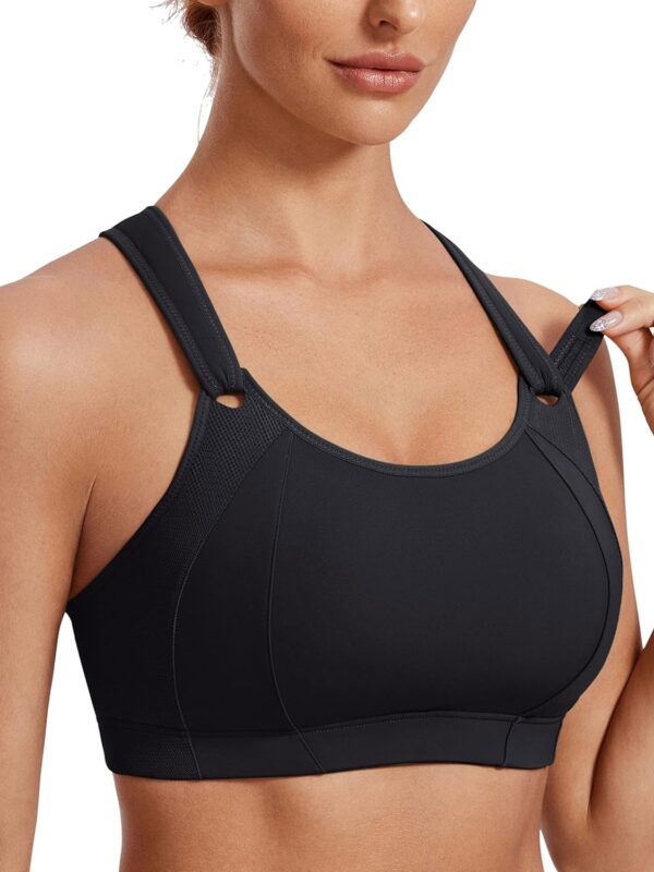 Women Sports Bra Front Adjustable High Impact Support Padded Wireless Racerback Plus Size Running Bra