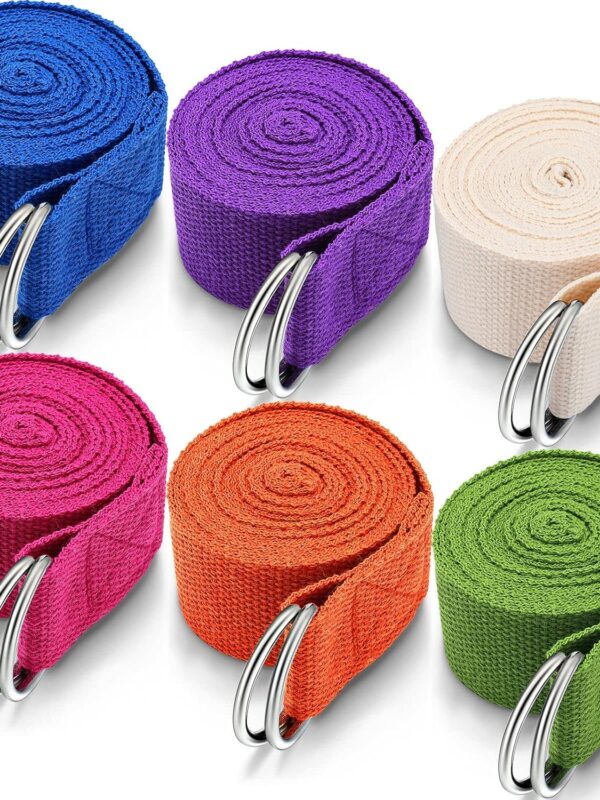 6 Pcs Yoga Strap for Stretching 8 Ft Yoga Exercise Adjustable Straps Bands with Safe Adjustable D Ring Buckle for Pilates Gym Workouts Fitness Improves Sitting Posture